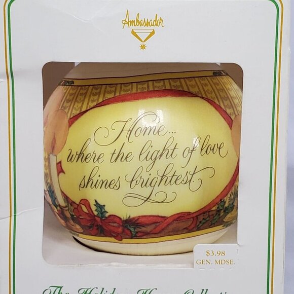 Vintage Ambassador Holiday House Collection Satin Ornament "Home" 1980 - Picture 7 of 7